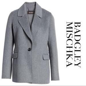 Badgley Mischka Wool Blend Blazer Coat Grey